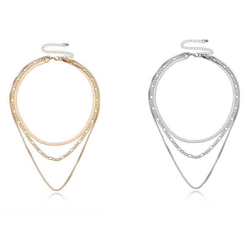 Многослойное ожерелье-чокер в стиле панк с плоским лезвием и змеиным звеном, простое ожерелье с воротником золотого цвета для женщин, ювелирные изделия