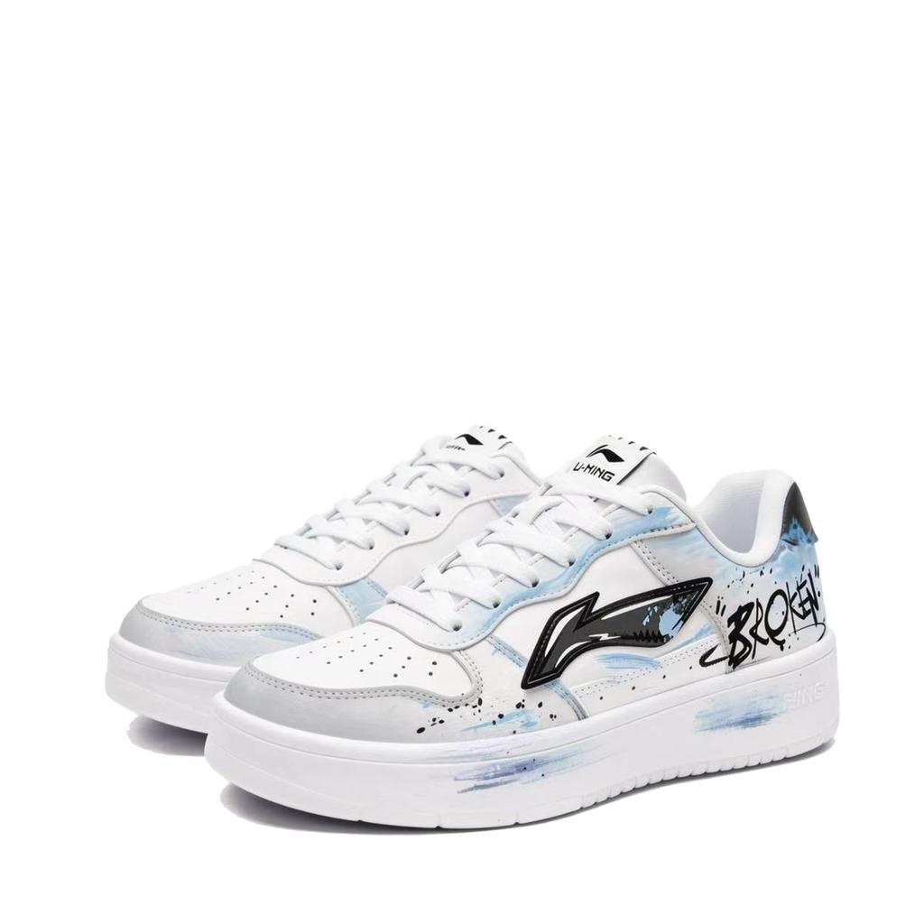 Li Ning Синие Кроссовки, Низкие Скейтбордические Кроссовки с Амортизацией в Коробке Мужские Бело-Синие AGCS419-1(TeamM--BOX)