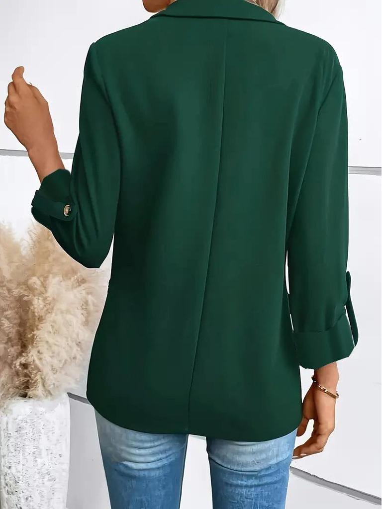 Женский однотонный пиджак с длинными рукавами - Осенне-зимняя мода