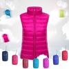 Women Autumn Stand Collor Solid Color Sleeveless Zipper Slim Lightweight Down Vest M-4XL