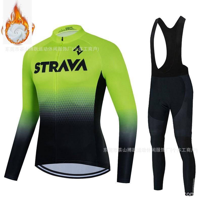 Winter Cycling Jersey Set With Fleece Lining Thermal Long Sleeve Bike Outfit Men Women