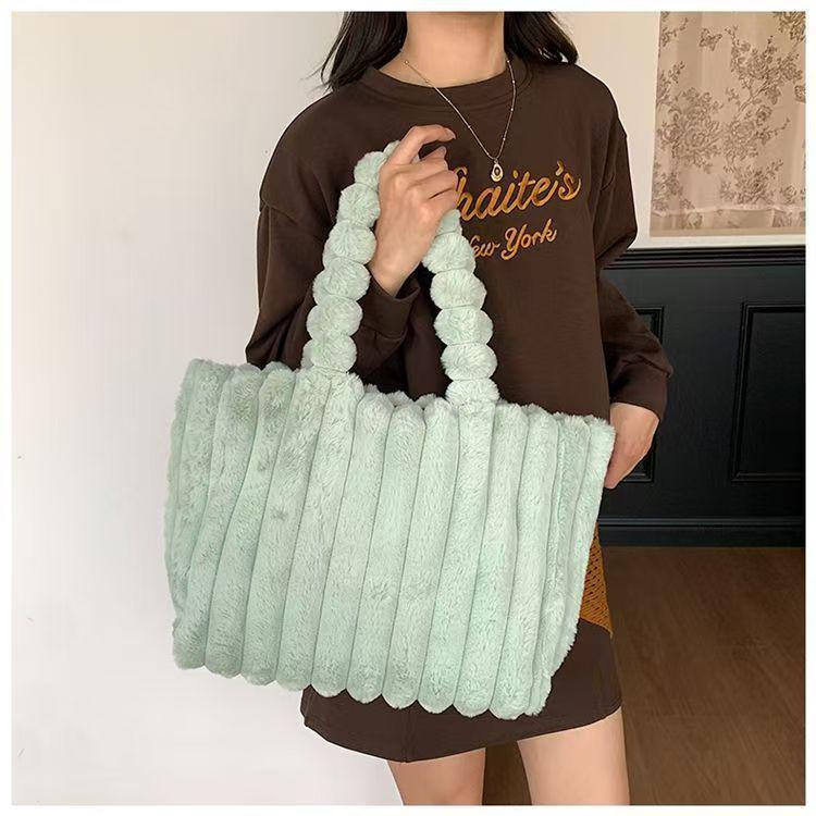 Large Plush Tanghulu Tote - Cute, Fashionable, Single-Shoulder Handbag for Autumn/Winter