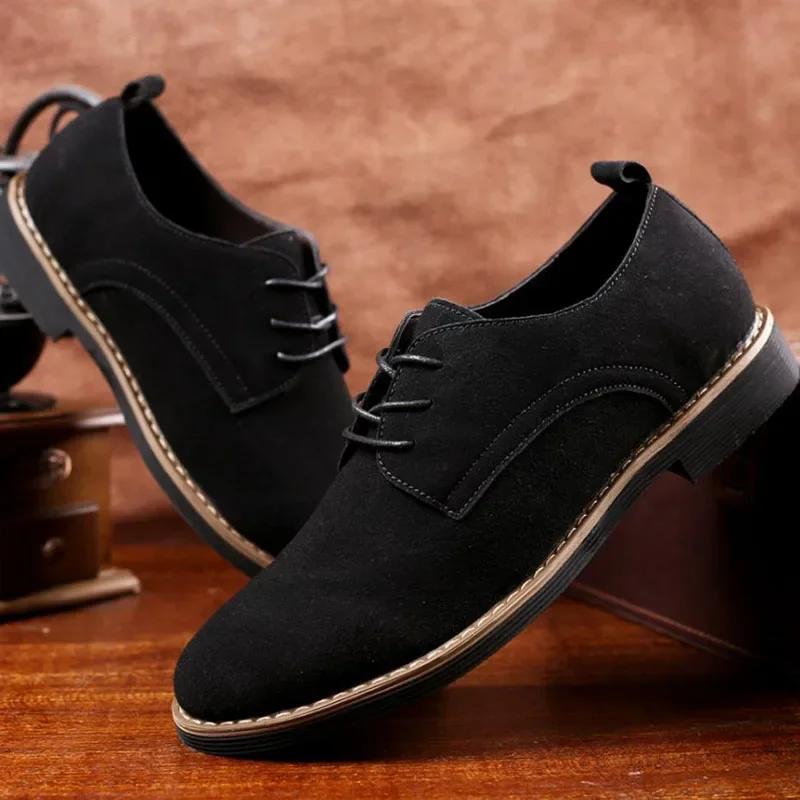Fashion Men Dress Shoes Fashion Oxford Leather Shoes Comfortable Shoes For Mens Sneakers Large Size Suede Flat Footwear Chaussure Homme