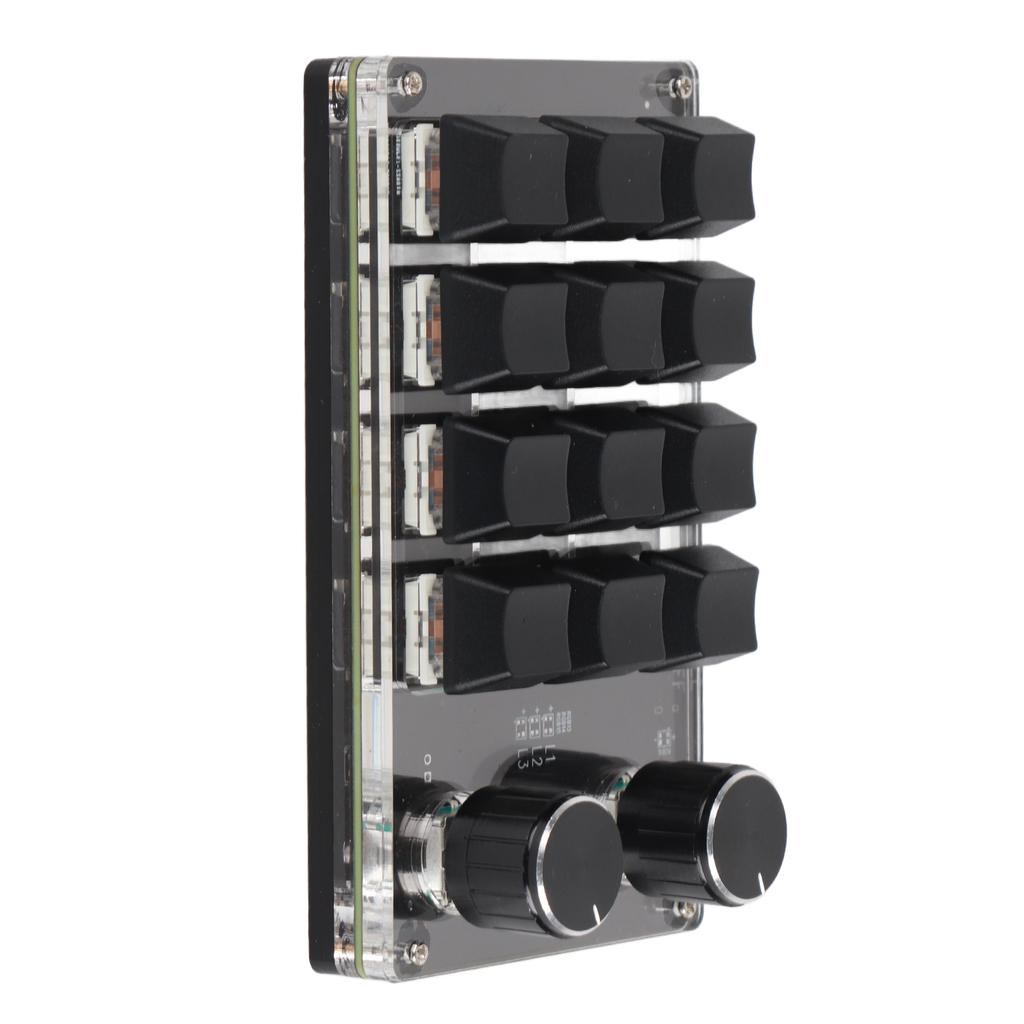 Программируемая макро-клавиатура с 2 ручками, синим переключателем, черная 12-клавишная мини-клавиатура с RGB-подсветкой для офисных игр