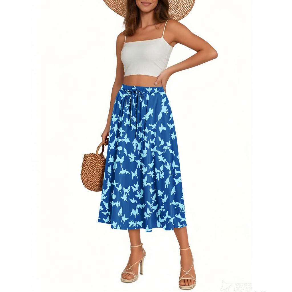 Women's Skirt Bohemian Skirt Floral Print Casual Temperament Pocket Skirt