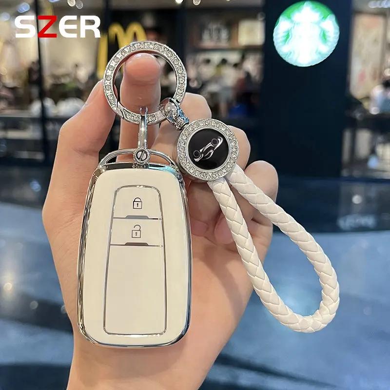 ZYU3  Fashion TPU Car Keychain Key Case Cover Shell Fob For Toyota Corolla Prius Camry CHR C-HR RAV4 Altis Land Cruiser Prado Keyless