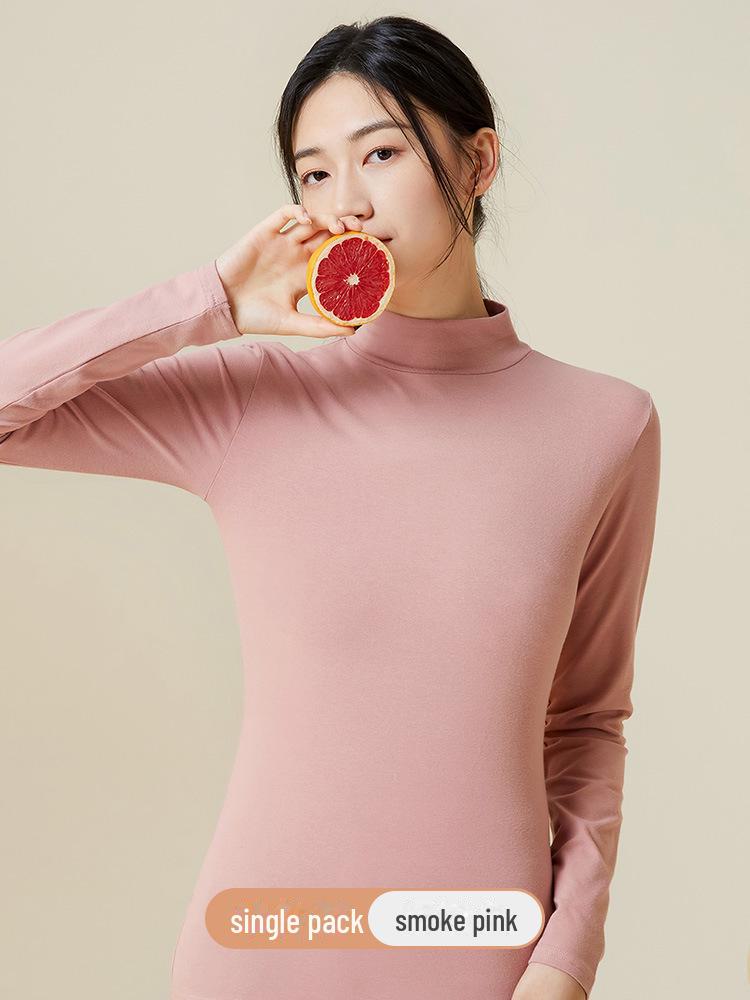 Женская рубашка-полуводолазка из чистого хлопка Slim Fit - теплая майка со средней горловиной на весну/осень