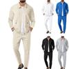 Men's Round Neck Iong Sleeve T-shirt Trousers Casual Sports Lapel Long Sleeve Jacket Two Sets