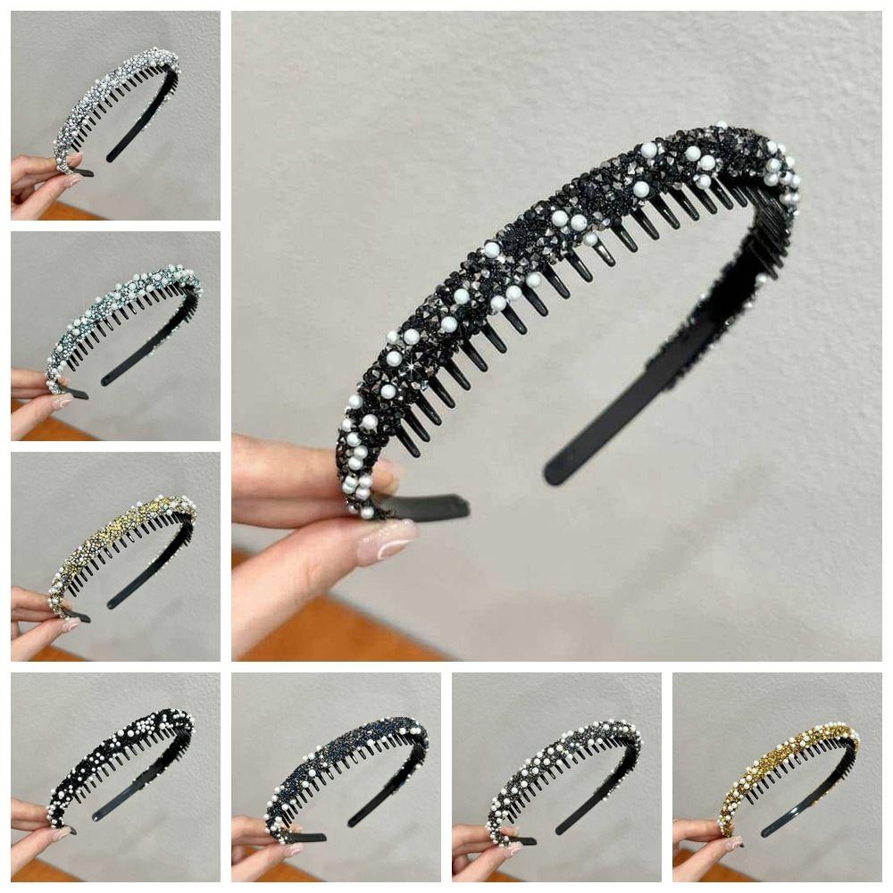 Сладкие стразы Нескользящая повязка для волос Тонкая для умывания Ободок для волос Кристалл Зубчики Повязка на голову Леди