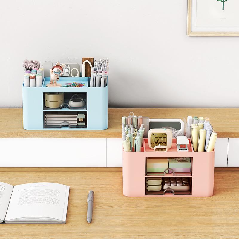 Desktop Stationery Organizer: Student Desk Drawer & Pen Holder Set