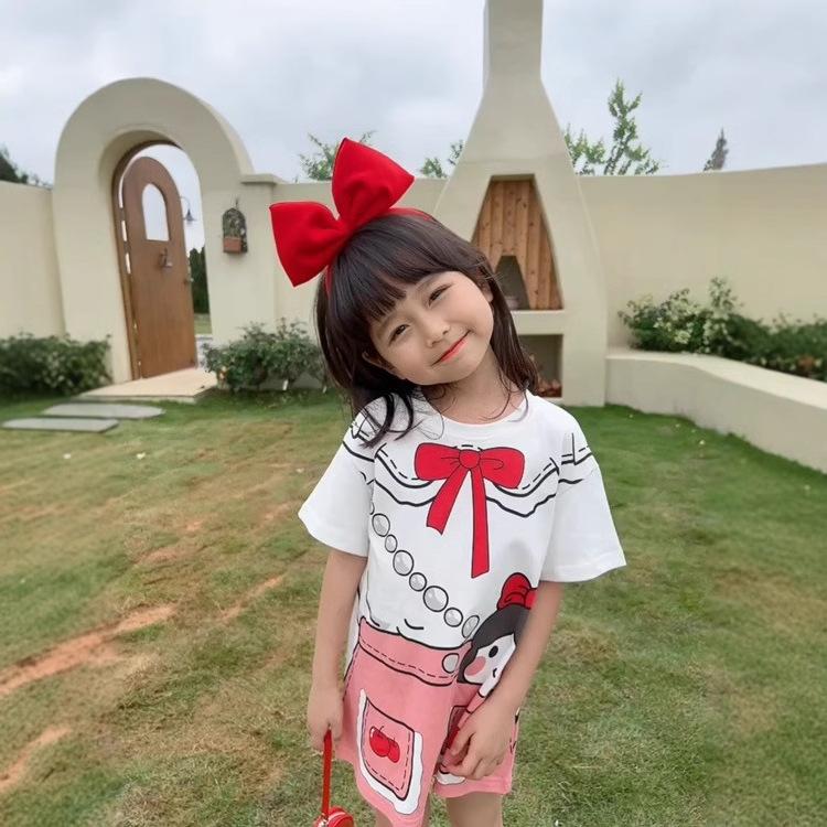 Summer Girls Cartoon Princess Dress Baby Short Sleeve T Shirt Dress Cute Printed Tutu Skirt