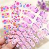20tips Pink Purple Daisy Full Cover Nail Gel Stickers 3D Self-Adhesive Rose Lily Flower Nail Wraps Cute Summer Floral Nails*1pcs