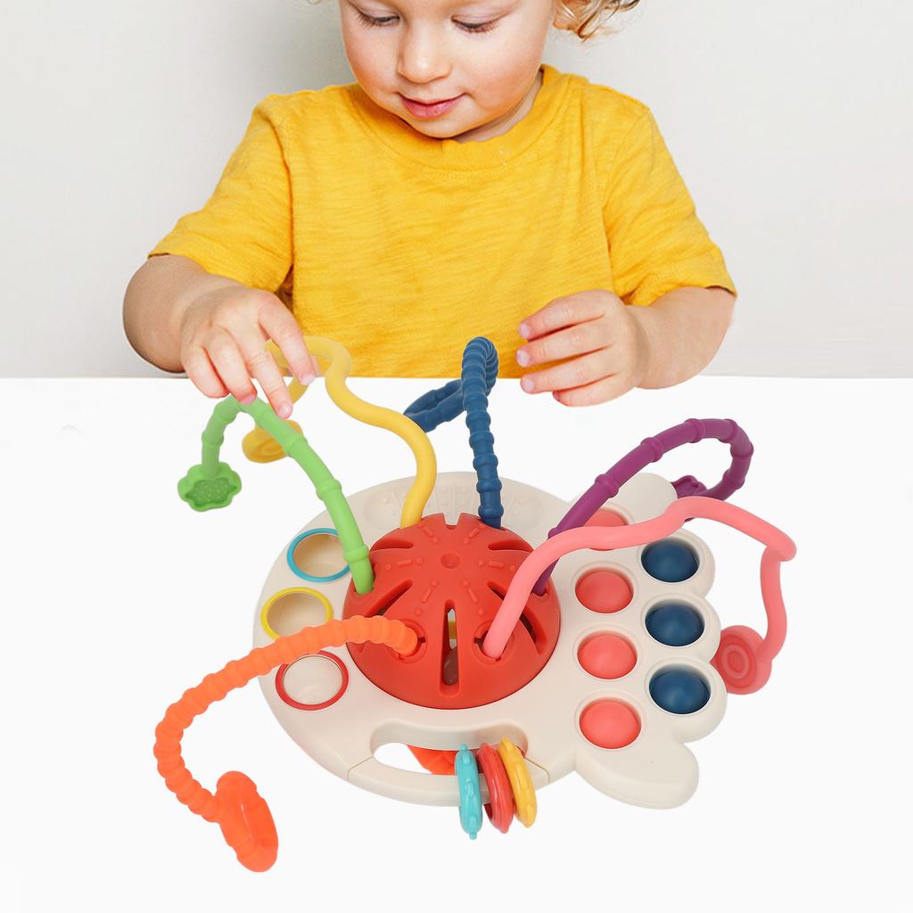 Игрушка-прорезыватель с веревочкой, портативная, красочная, для развития мелкой моторики, сенсорная игрушка для малышей для дома, путешествий, подарок