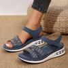 New Women's Summer Slope Heel Platform Casual Sandals Sequined Rhinestone Word with Platform Sandals Women