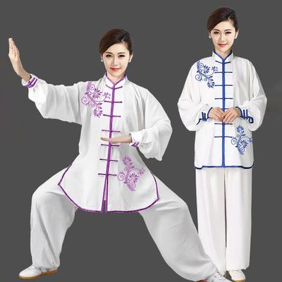 Одежда для тайцзи, китайская форма для кунг-фу, взрослые, с длинным рукавом, вышитые китайские костюмы для утренней зарядки для мужчин и женщин