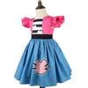 Kids Girls Anime Cartoon Print Ruffle Short Dress Halloween Cosplay Costumes