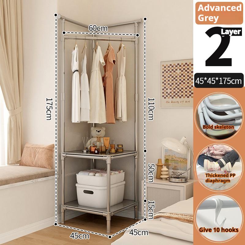 Multi-layer Coat Rack Floor Hanger Vertical Simple Vertical Clothes Hanger Corner Bedside Table Clothes Storage Cabinet Family