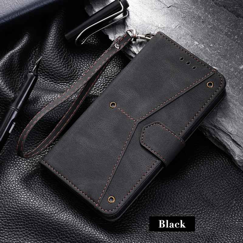 Rivet Design Wallet Matte PU Leather Phone Case Bag For iPhone Samsung Xiaomi Huawei Full Body Protective Back Cover