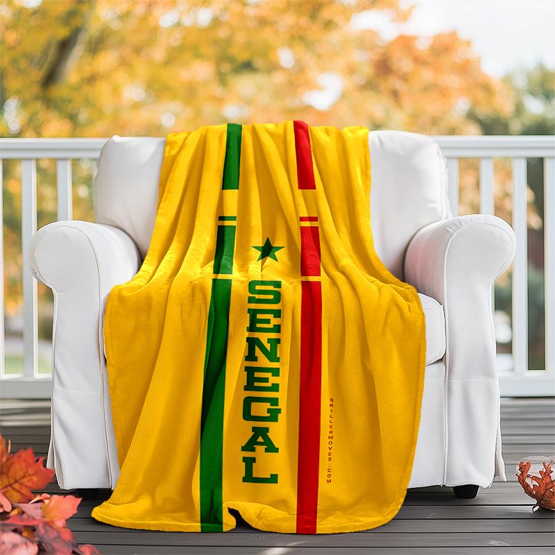 Senegal Flannel Blanket Soft All-Season Throw, Design for Camping, Car Travel, Hiking Sofa, Bed, Office Perfect Gift for Parties
