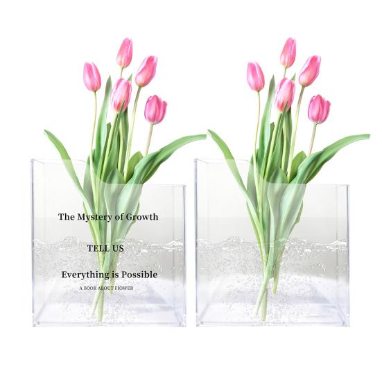 Clear Book Vase Water Planting Flowers Hydroponic Plants Vase Aesthetic Living Room Bedroom Home Office Decoration Book Lovers Gifts