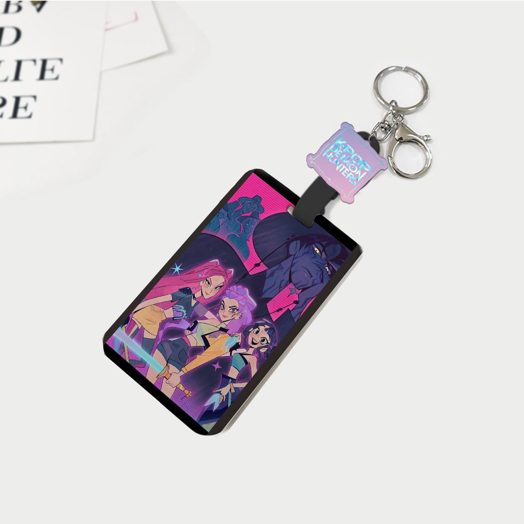 Fashion Hard Shell Card Cover Kpop Demon Hunter Cartoon  Student Stationery Hanging Rope Bus ID Card Holder