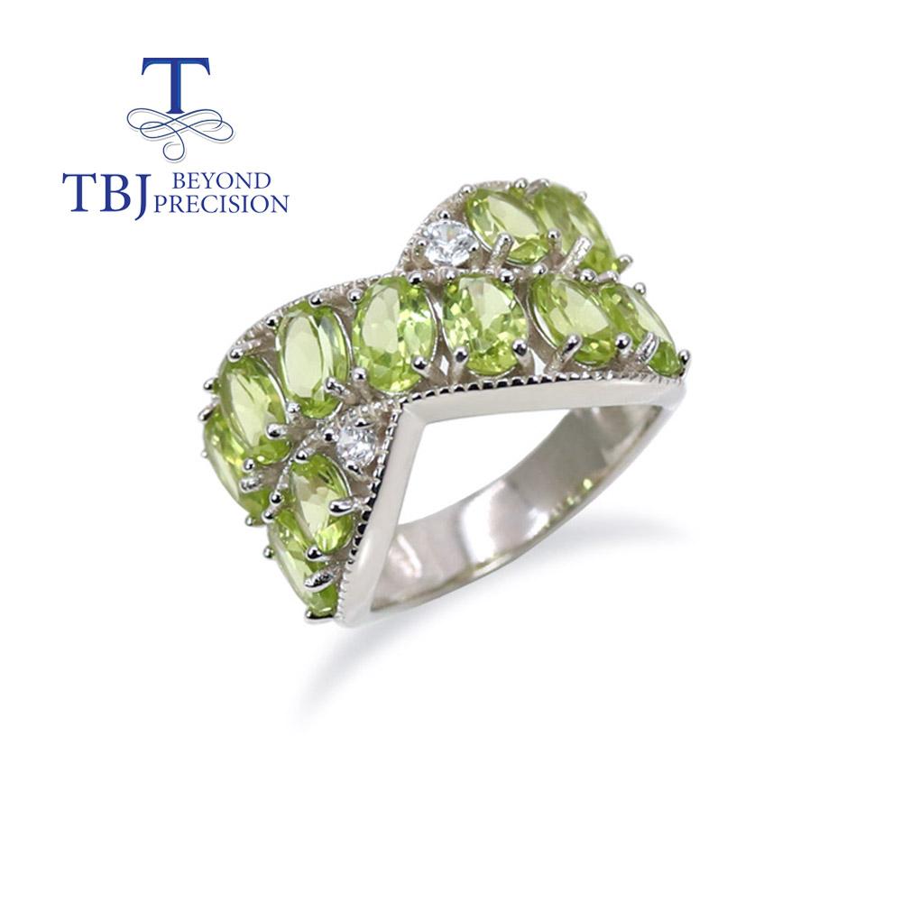 New 925 Sterling Silver Natural Gemstone Peridot Rings Fine Jewelry for Woman Anniversary Party Wear Nice Gift