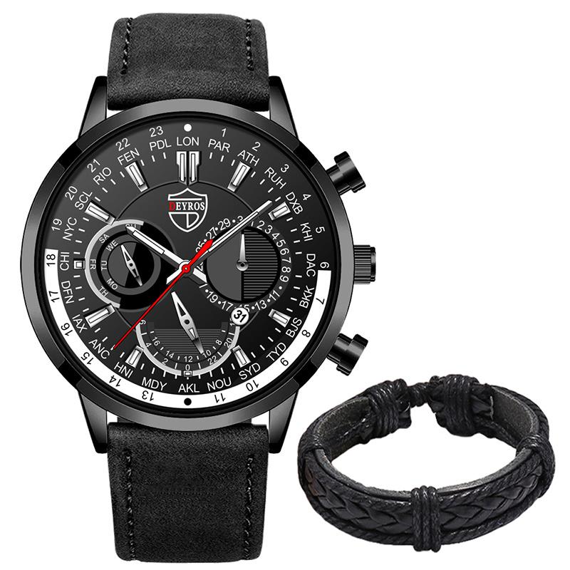 Модные мужские часы класса люкс для мужчин, деловые кожаные кварцевые наручные часы, мужские повседневные спортивные часы с браслетом и светящимися часами