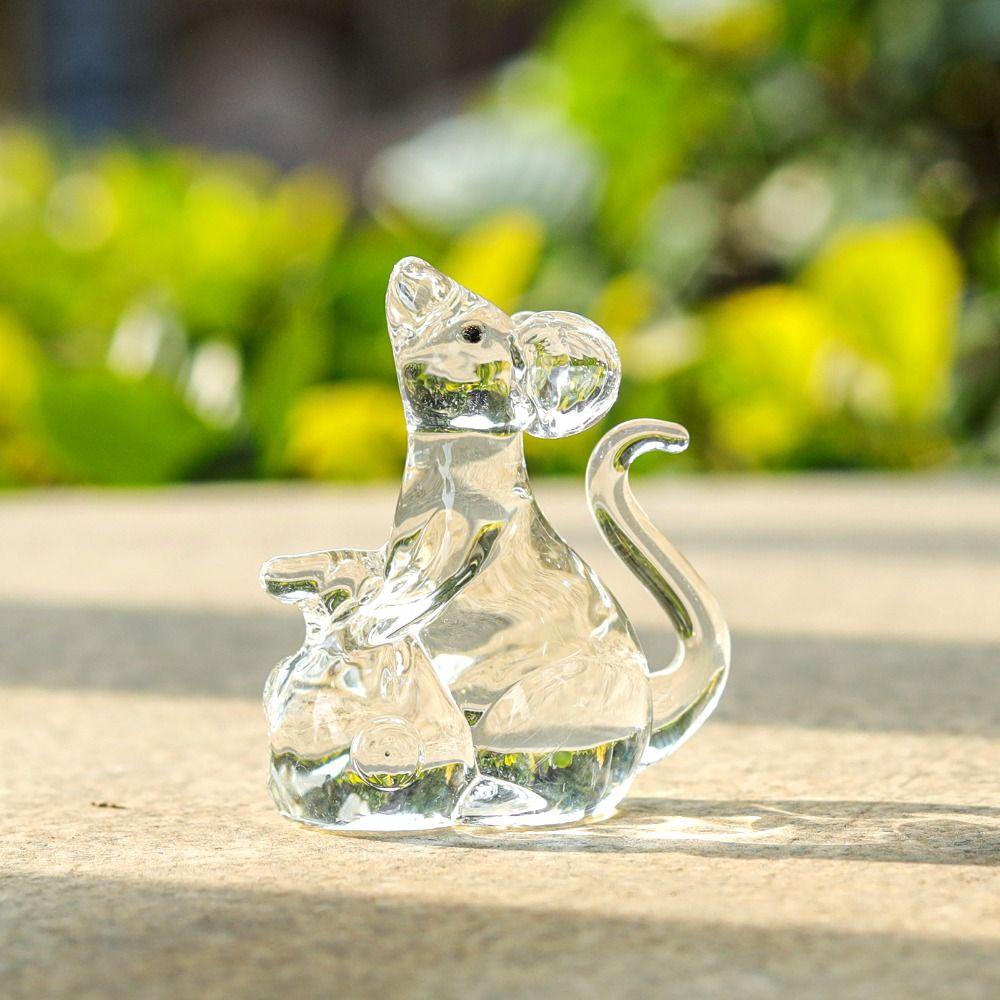 Привлекающий богатство хрустальный сувенир в виде крысы Изысканные настольные украшения Красивая модель животного Настольный