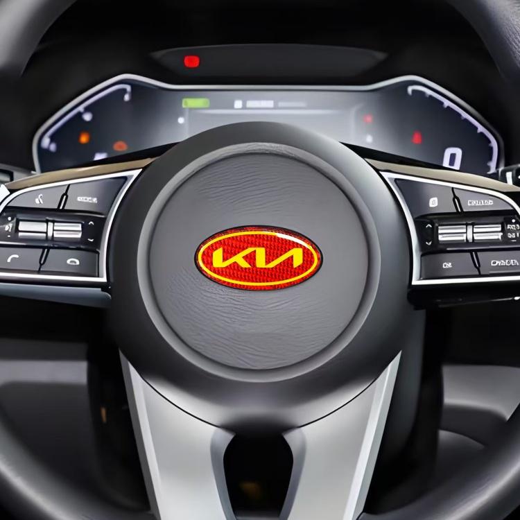 QZGF3 1pcs 3D newest KIA KN carbon fibre steer wheel emblem Sticker Car Steering Wheel Car Interior Emblem Car styling Accessories
