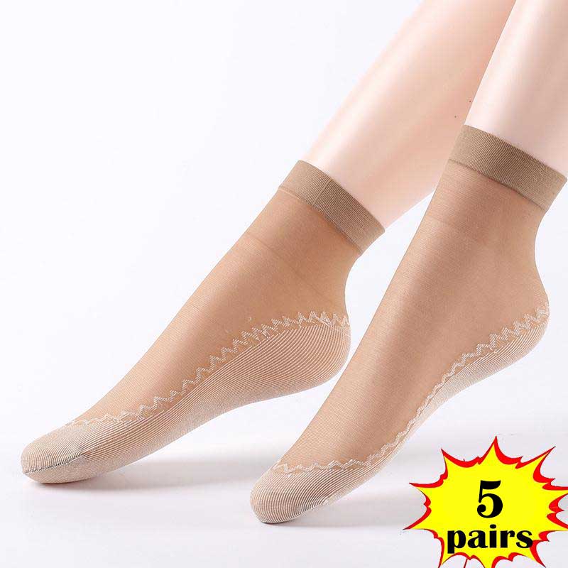 1/5/10 Pairs Women's Ultra-thin Cotton Silk Short Socks Seamless Breathable Socks