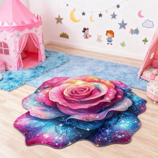 3D Visual Flower Rug Absorbent Floral Floor Mat with Anti-Slip Bottom Decorative Living Room Area Rug for Bedroom Bathroom Entryway