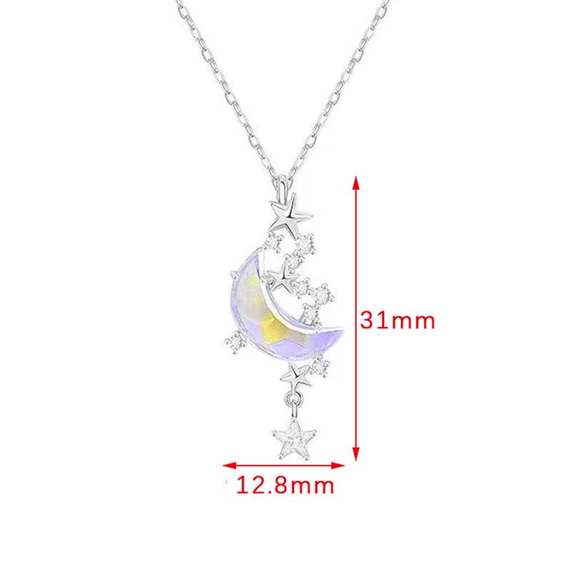 Звезда Луна Лунный камень Титановая стальная цепочка Ожерелье Романтический кулон Ювелирные изделия