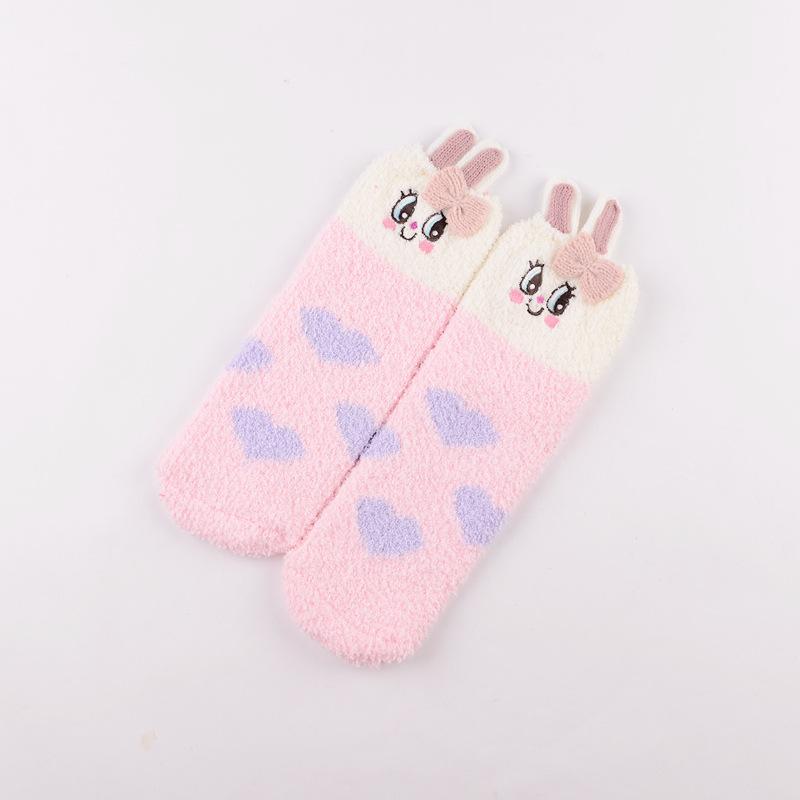 Winter Explosion Coral Fleece Women'S Socks Three-Dimensional Cartoon Terry Socks, Thickened Christmas Socks, Japanese Floor Socks