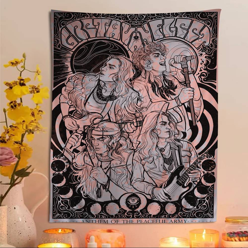 Greta Van Fleet Rock Band Cartoon Tapestry Art Science Fiction Room Home Decor Art Home Decor