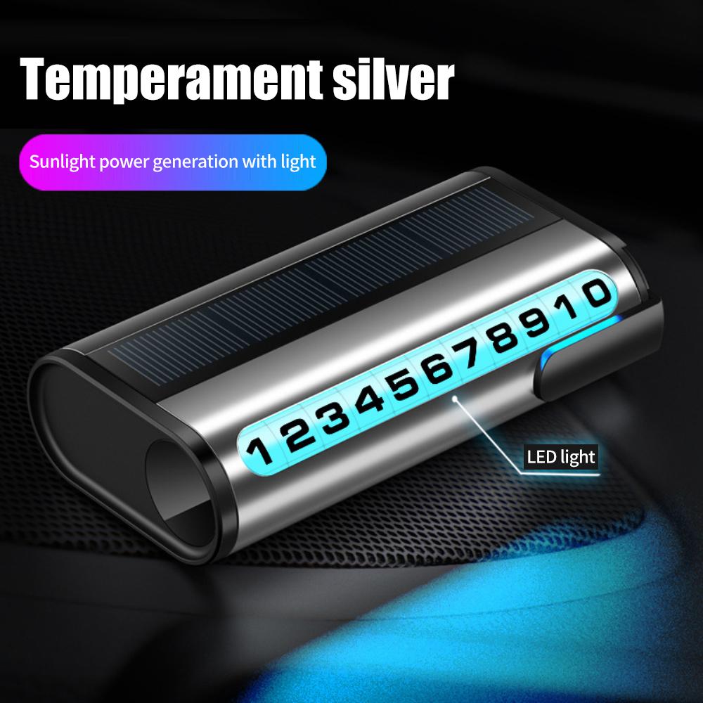 Светящийся временный номерной знак парковки автомобиля, солнечная зарядка, парковочная карта, номер телефона, временный знак остановки