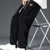 Winter Thick Warm Corduroy Sweatpants Men Fleece Liner Drawstring Straight Loose Track Pants Male Casual Fleece Thermal Trousers