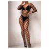 Women's Fantasy Babydoll Garter Patterned Erotic Private Zone Open Sexy Fantasy Body Socks Black