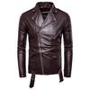 Men's Leather Motorcycle Jacket Slim Lapel Leather Zipper Motorcycle Jacket
