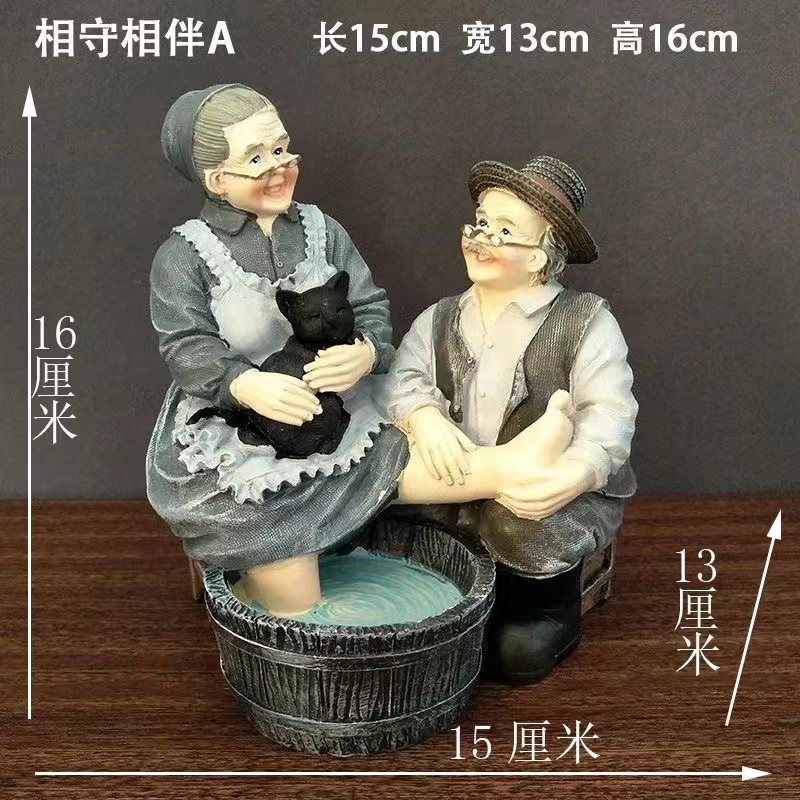 Европа Милые Бабушка и Дедушка Смола Скульптура Аксессуары Искусство Свадебный Юбилей Подарки Дом Спальня Настольная Статуэтка Предметы Декора