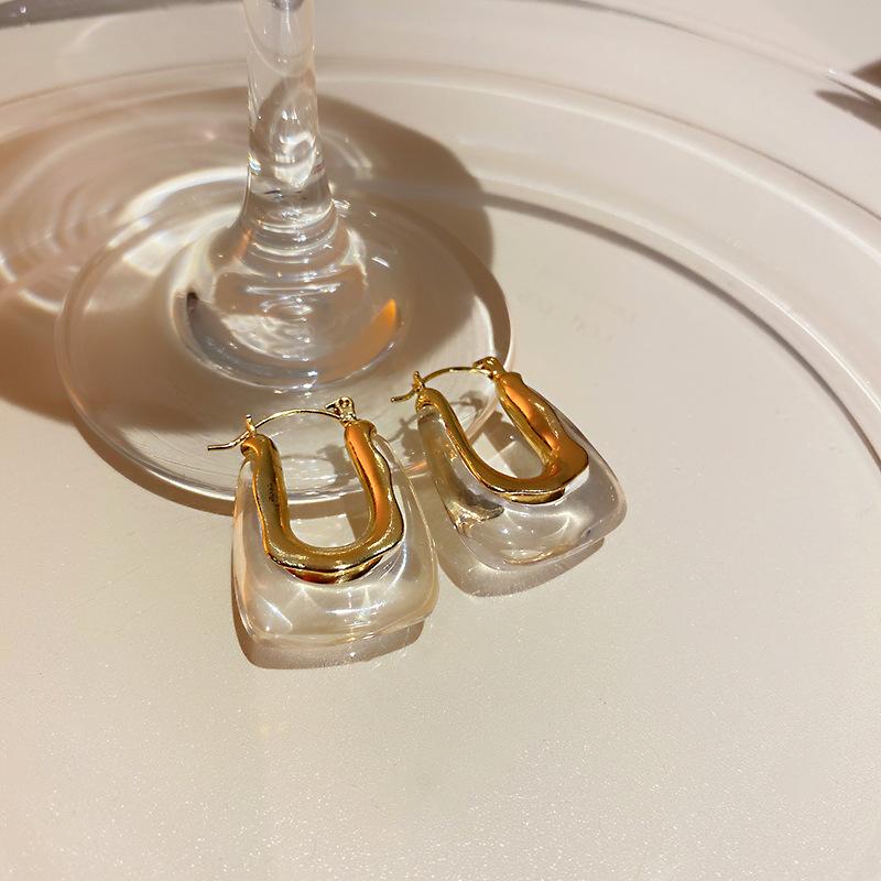 Ретро-серьги-пряжки из смолы цвета конфет, геометрические, модные, простые, темпераментные, высококачественные серьги для женщин