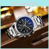 Новые Модные Мужские Кварцевые Часы Синяя Подсветка Подарок Стальной Ремешок Мужские Часы Оптом