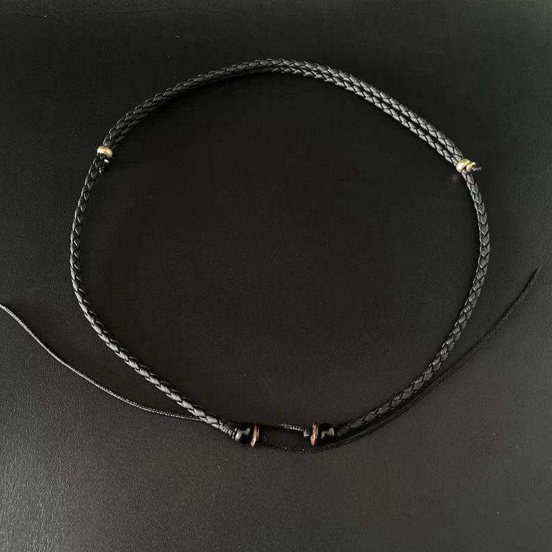 Ожерелье с подвеской из бусины Дзи: Янтарь, Кожа и Плетеный Шнур для Мужчин и Женщин