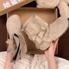 Retro Bow Suede Boken Short Boots for Women's Outerwear 2025 Autumn and Winter New Versatile Skirt Flat Martin Boots