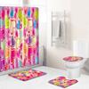 Love Valentine'S Day Shower Curtain Floor Mat Four-Piece Set Bathroom Non-Slip Door Mat Bedroom Carpet