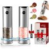 Электрическая мельница для перца из нержавеющей стали с регулируемой степенью помола, мельница для перца и соли на батарейках со светодиодной подсветкой