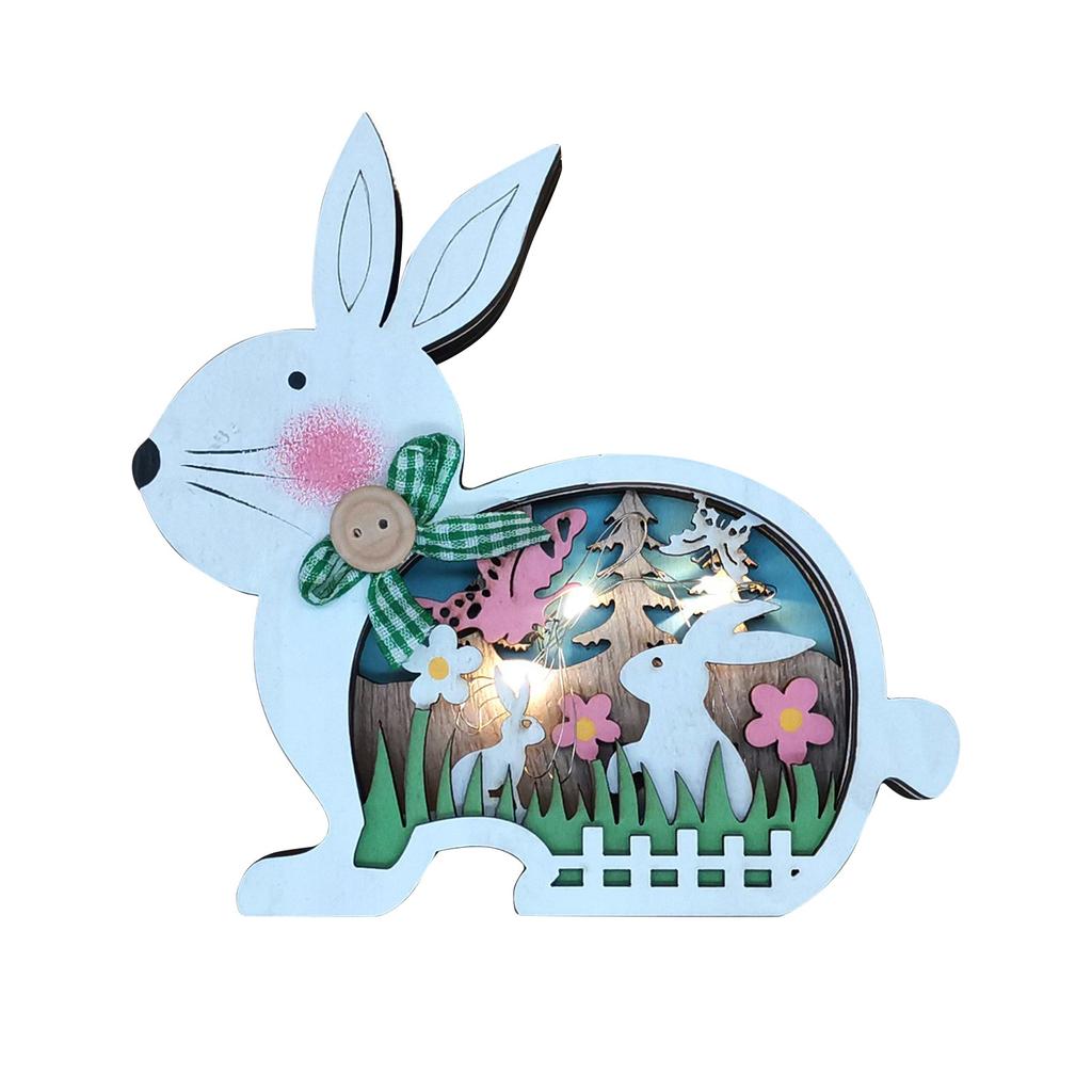 Easter Wooden Crafts Luminous Wooden Colorful Lighting Ornaments Home Festival Desktop Decorations.