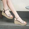 Fashion Woman Shoes Wedges Heel Platform Strappy Beige Diamond Rhinestones Sandals for Women Shoe 2024 Trend Luxury Sales Vip Sandal F H