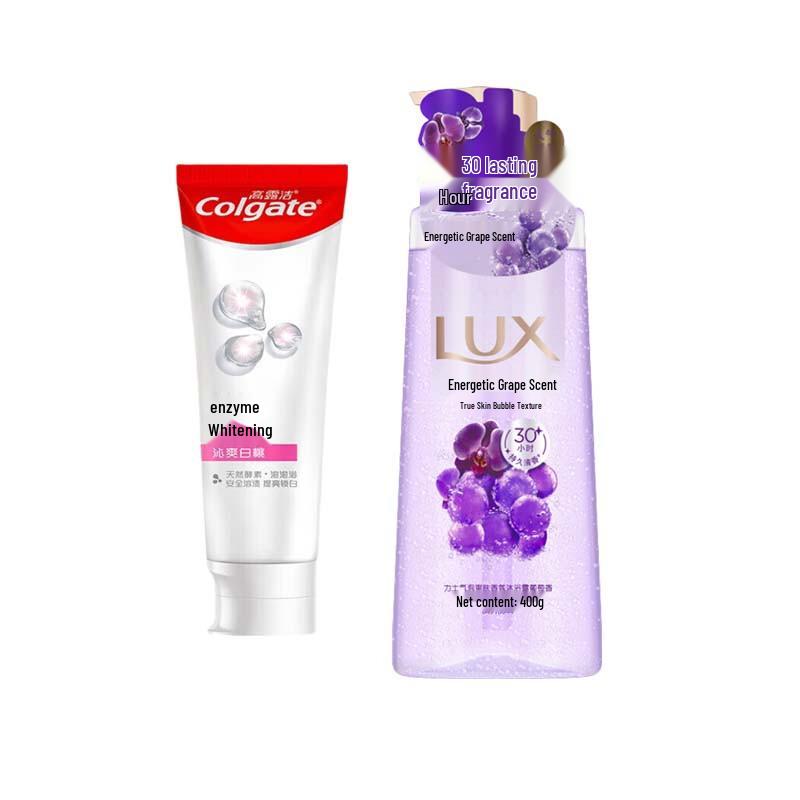 Colgate Peach Whitening Toothpaste & Lux Grape Shower Gel Bundle