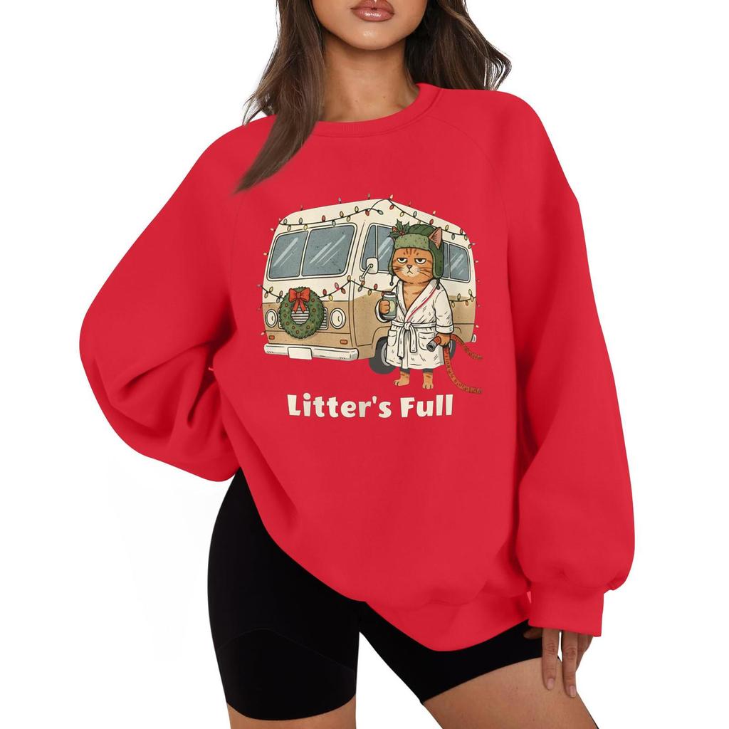 Women's Casual Fashion Solid Color Round Neck Raglan Long Sleeve Sweatshirt Top