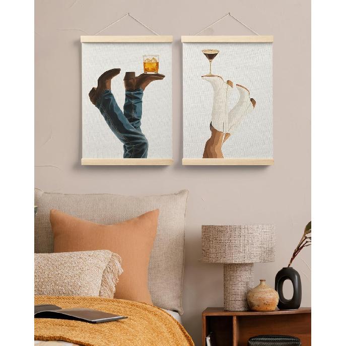 FGFK Modern Western Country Bar Wall Art Poster Hanger Frame, Rustic Cowboy Cowgirl Whiskey Espresso Martini Canvas Prints Framed Wall Decor for Home